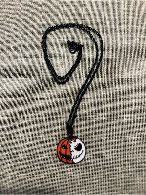 Nightmare Before Christmas Black Necklace w/ Pumpkin/Jack Face Pendant